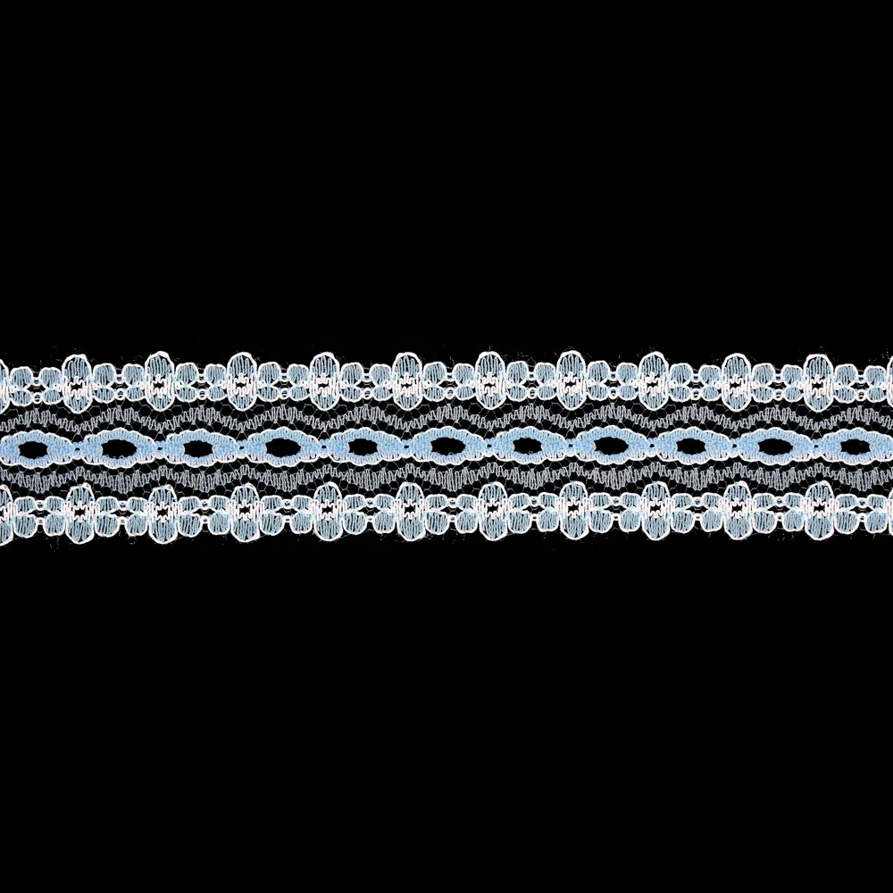 Lace Eyelet Flower Edge Blue