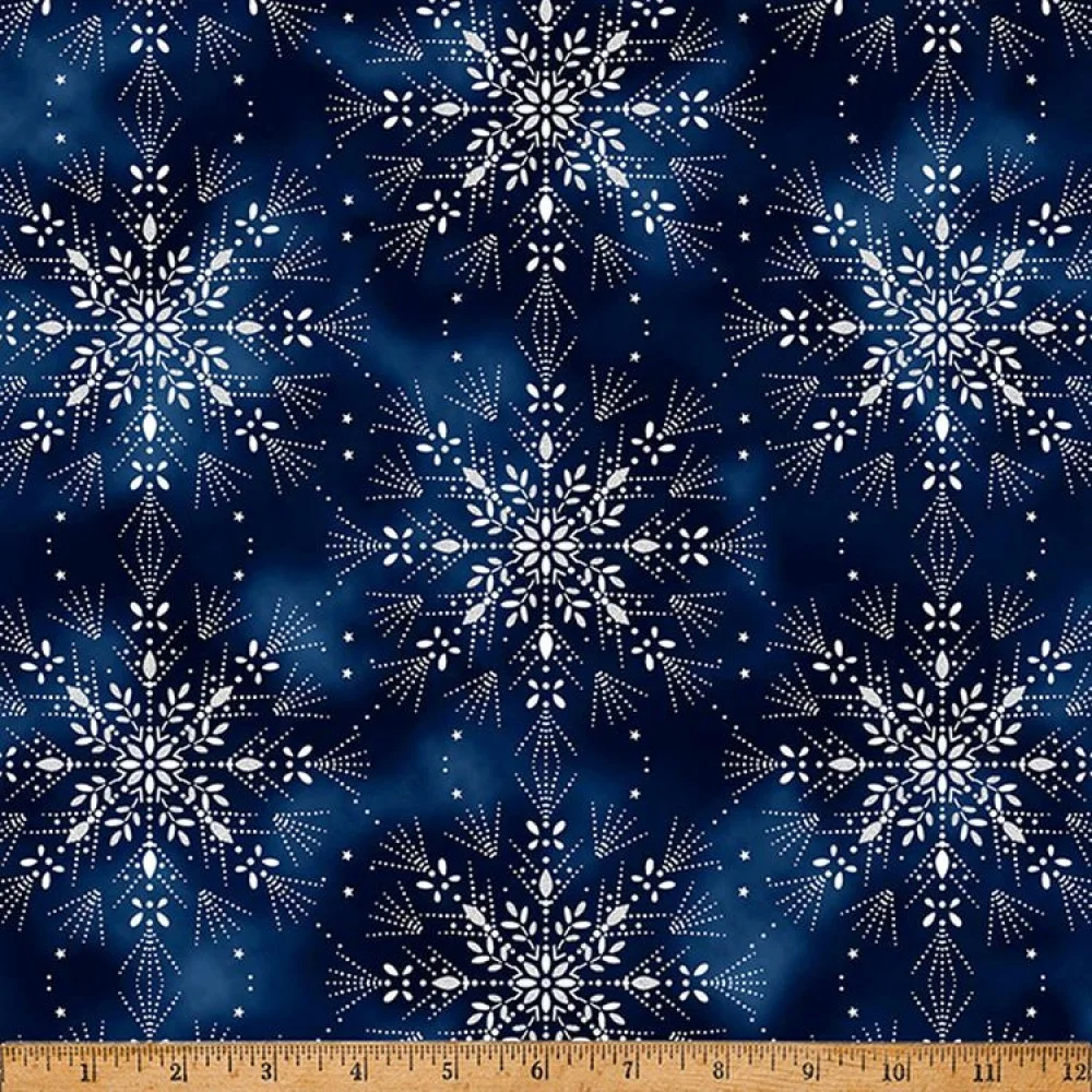 Metallic 7800 Big Snow Flakes Midnight Silver