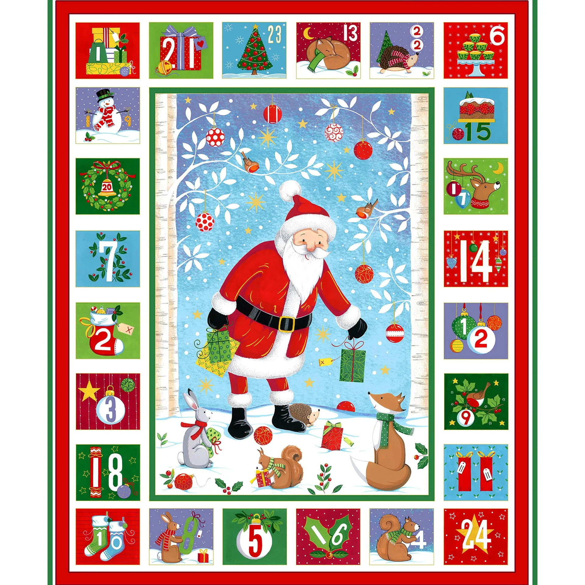 Patchwork Panel Advent Santa and Animals