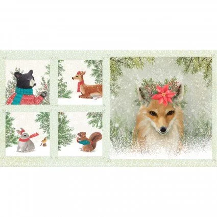 Patchwork Panel Christmas Fox and Animals