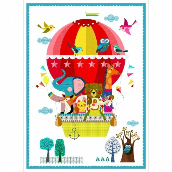 Patchwork Panel Flying High Hot Air Balloon
