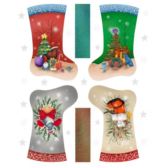 Patchwork Panel Kiwi Stocking Birds Flowers