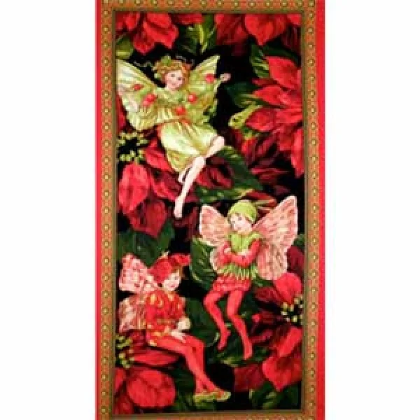 Patchwork Panel Red Holiday Fairies