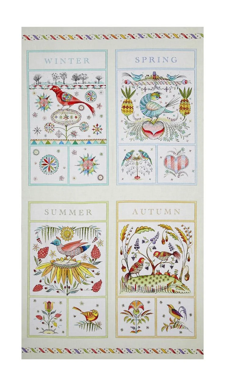 Patchwork Panel Seasons Folk Style