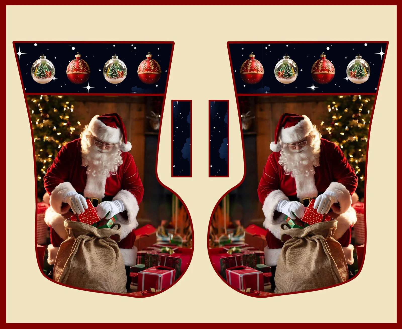 Patchwork Panel Stocking Santa Bauble