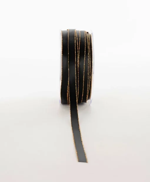 Ribbon 10mm Blacksatin Gold Edge