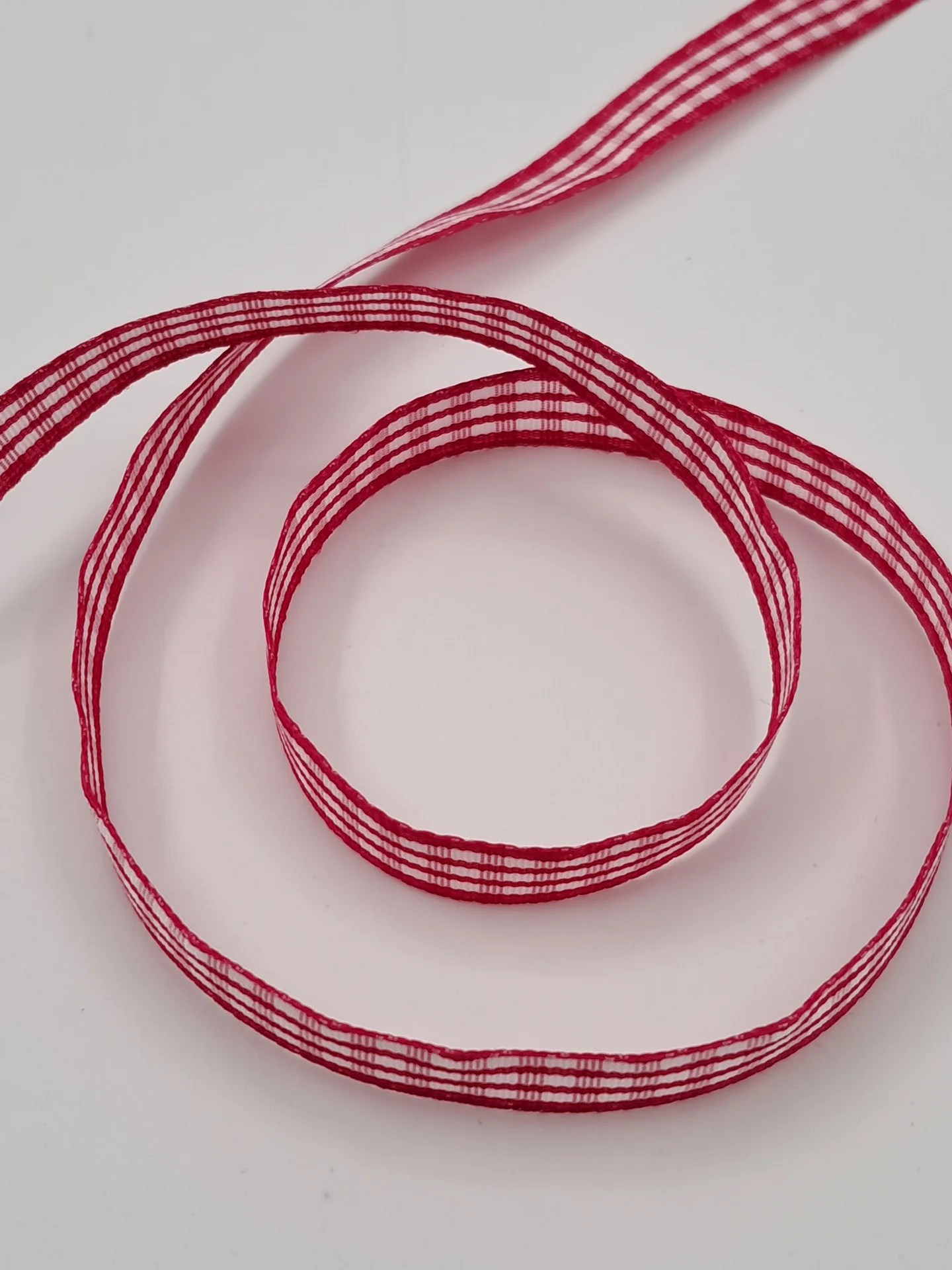 Ribbon Gingham 10mm Cerise White