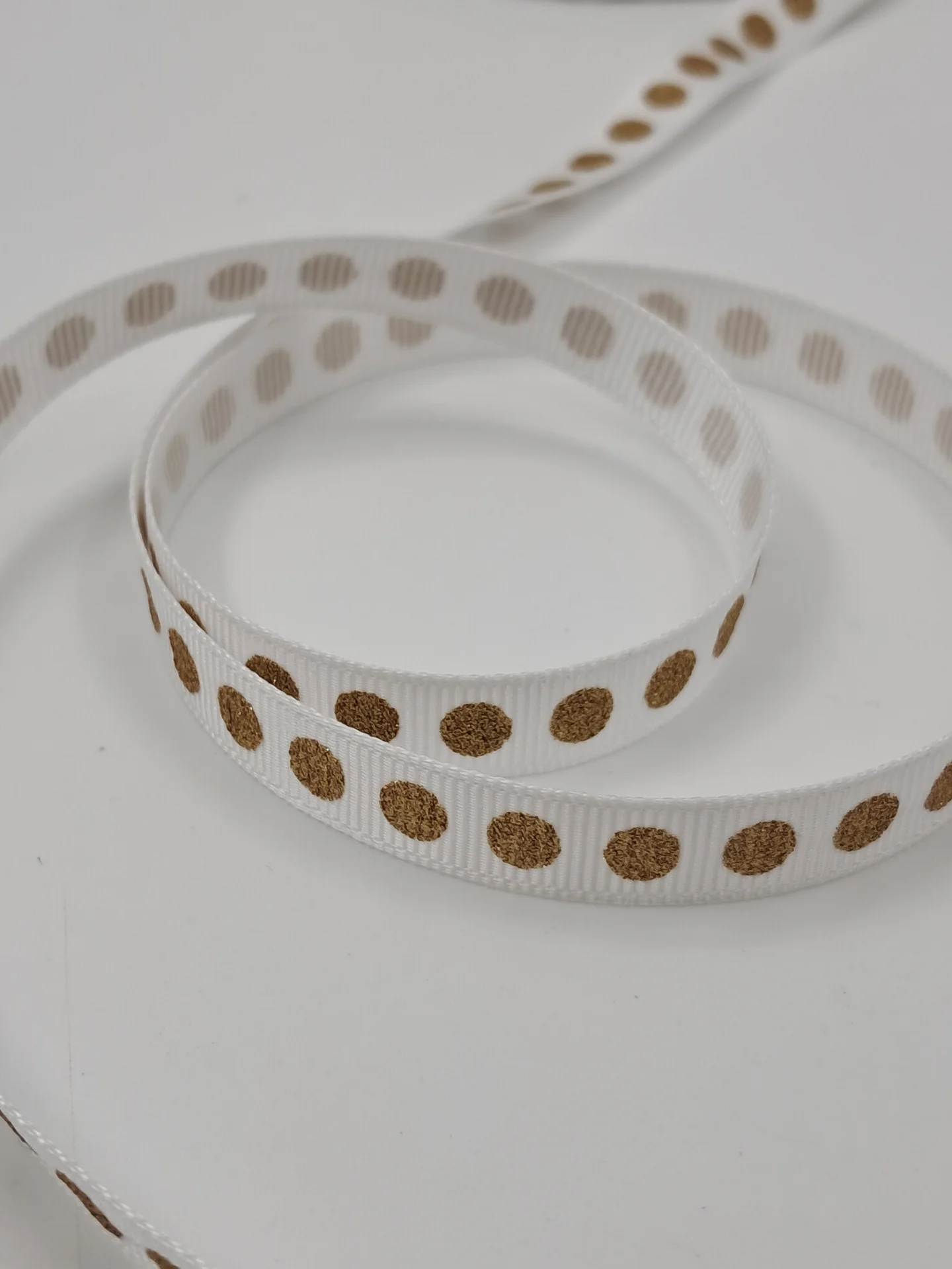 Ribbon Glitter Dots White Gold 10mm