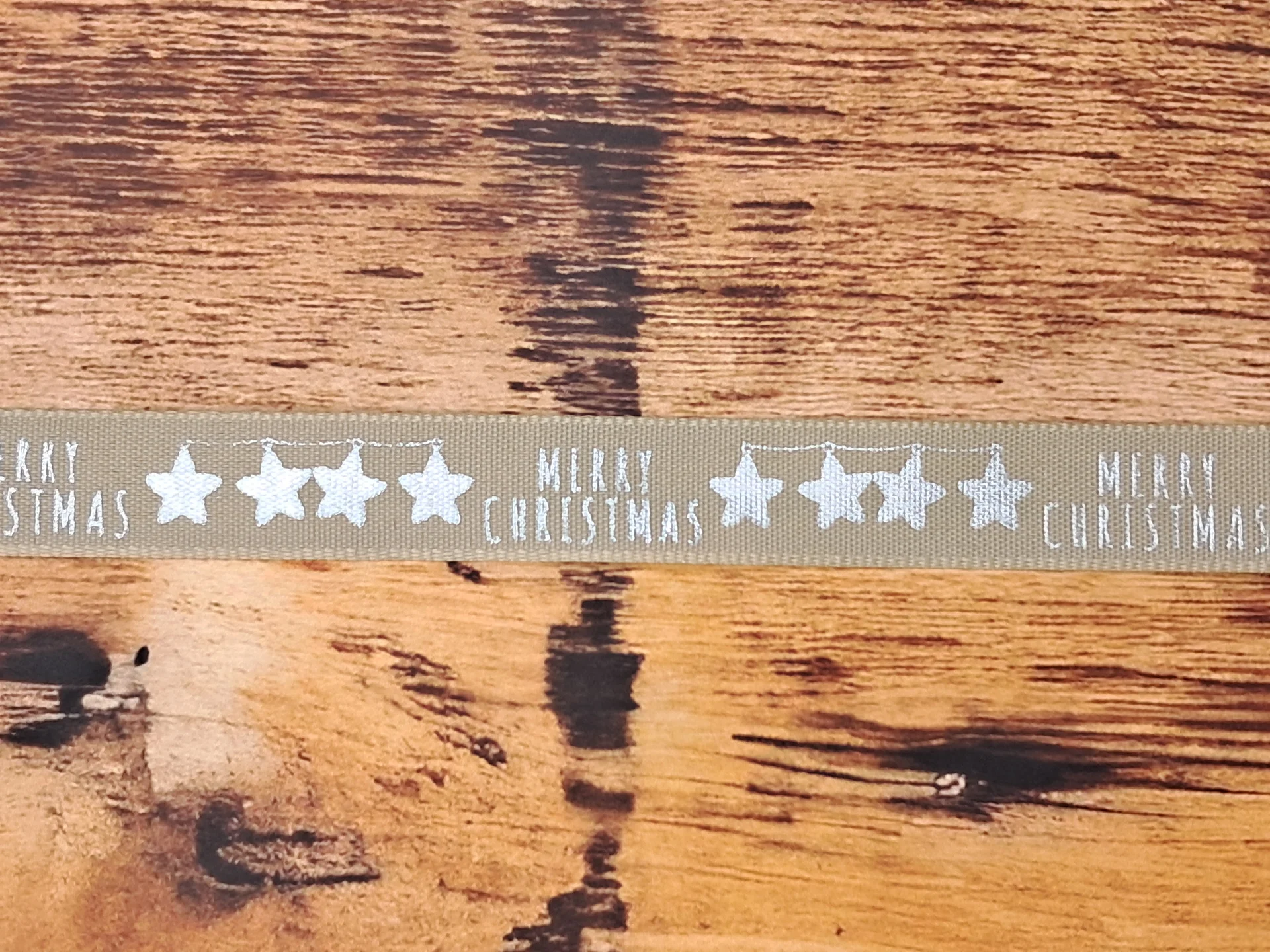 Ribbon Merry Stars 15mm Silver