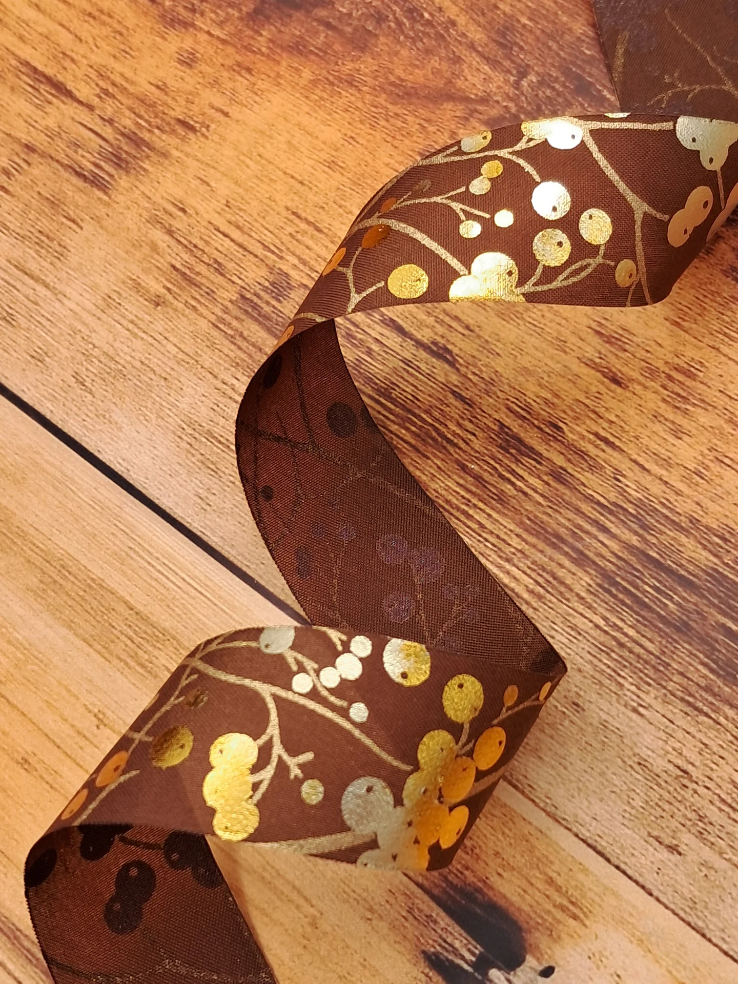 Ribbon Organza Bronze Branches 25mm