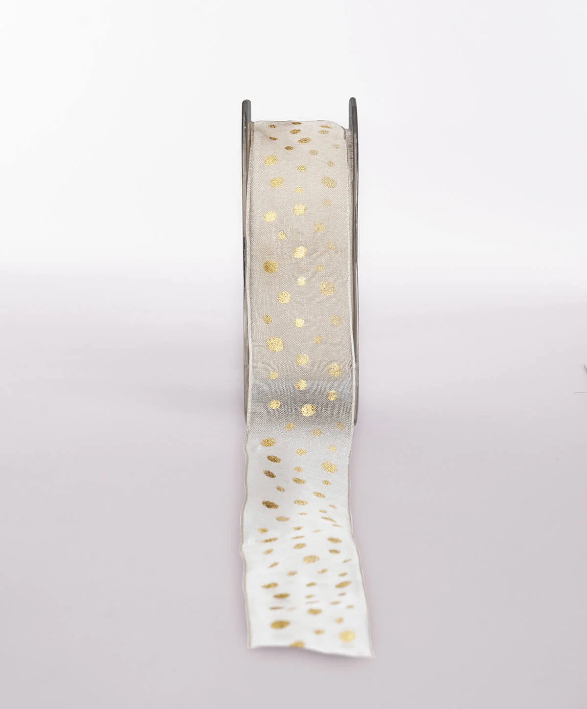 Ribbon Organza Ivory Gold Dot