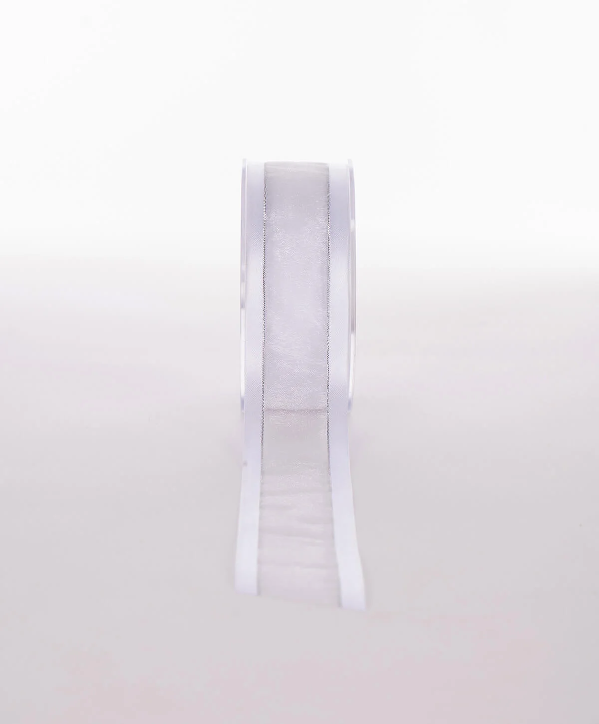 Ribbon Organza Satin Border with Silver Metallic Stipe 38mm