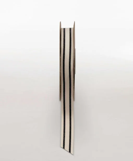 Ribbon Striped Canvas Nat Blk 15mm