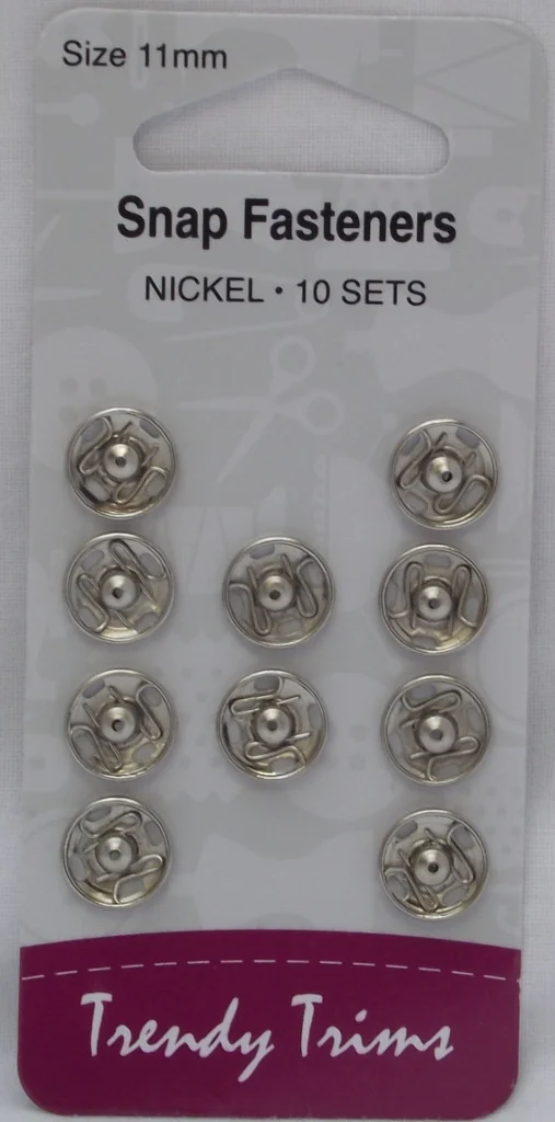 Snap Fasteners Metal 11mm Nickel