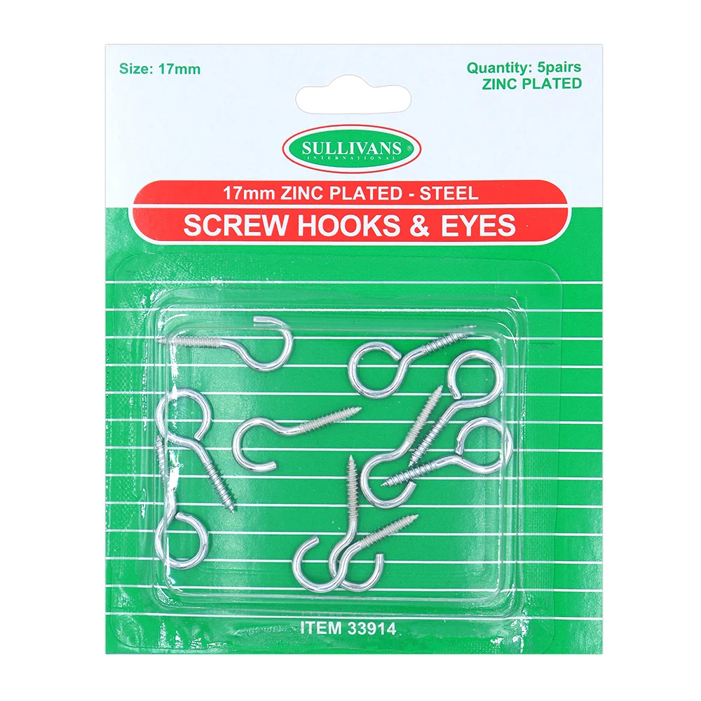 Sullivans 17mm Screw Hooks & Eyes