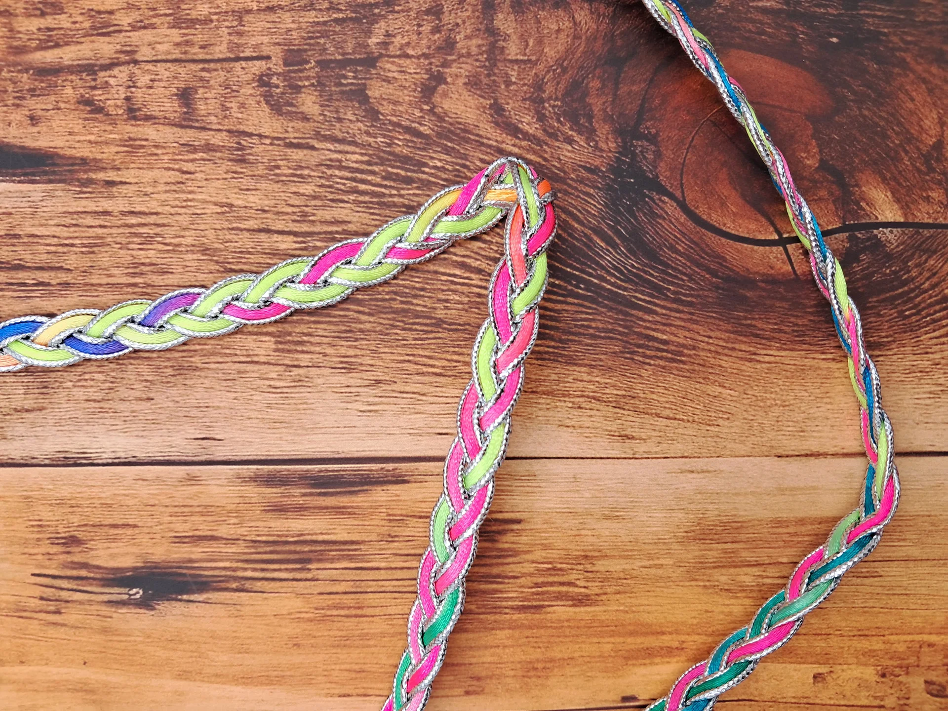 Trim Plaited Bright Multi Silver