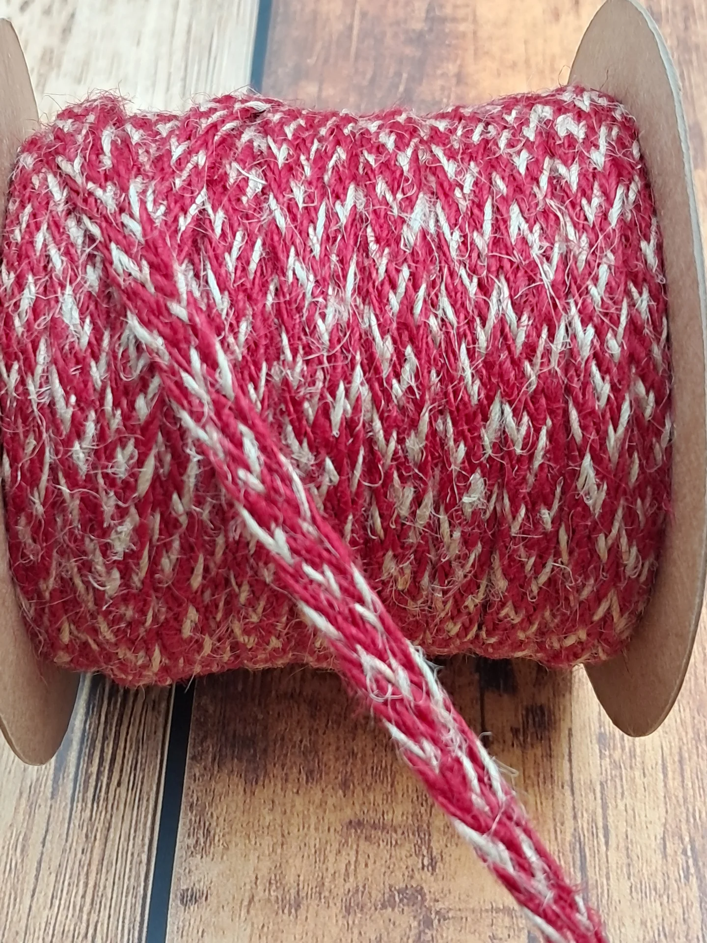 Trim two tone Braid Jute Natural Red 7mm