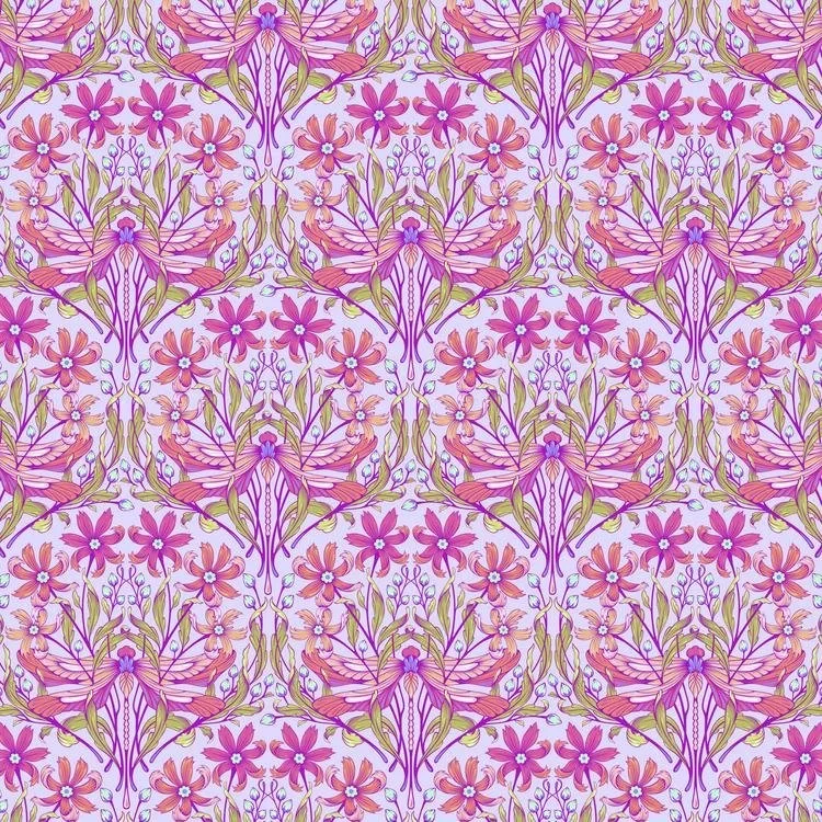 Tula Pink Moon Garden Dragon Yfeet Lilac