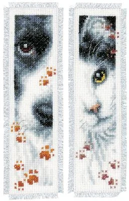 Vervaco Bookmark Kit 155651 Black and White Cat and Dog Set of 2