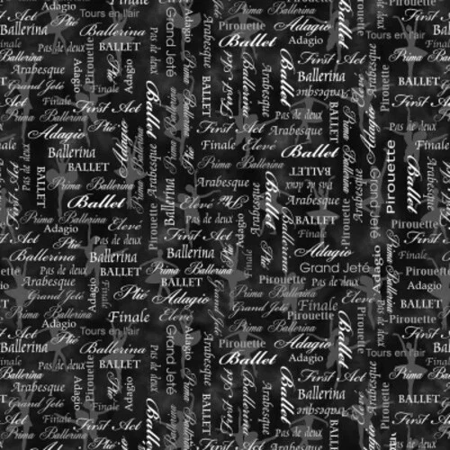 Words Ballet Pearl Grey On Black