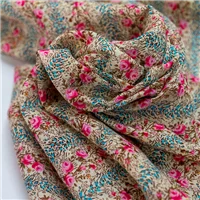 Fabric Navy Brick Floral Stripes