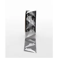 Ribbon Black Organza Silver Fern 38mm