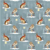Christmas Winter Moon Owl Hare