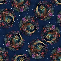 Animals Night Garden Owls Dark Blue