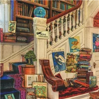 Misc 20802 Antique Library Scene