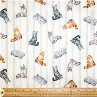 Animal Crafty Cats Taupe Stripe