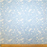 Animals Tonal Floral Blue Kitten