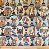 Animals Patchwork Dogs In Hexagon