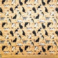 Fabric Cotton Cats On Bricks