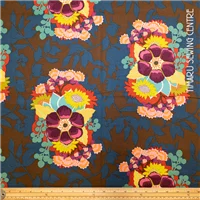 Anna Maria Horner Garden Large Floral On Brown Navy