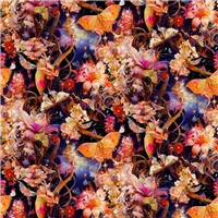 Flowers Night Garden Butterflies Pink