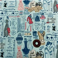 Sewing Sew Vintage Light Blue Pattern