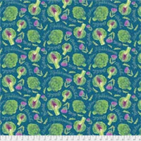Kitchen Artichoke Words Blue