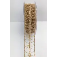 Ribbon Jute Lattice Natural 25mm