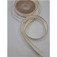Ribbon 15mm Cream Satin Gold Edge