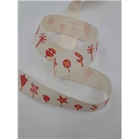 Ribbon Christmas Tape Cream Red 20mm