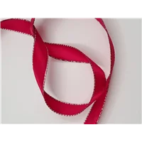 Ribbon 15mm Hot Pink Satin Silver Edge