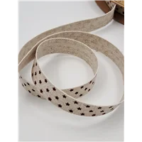 Ribbon Hemp Stars Natural Red 15mm