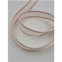 Grosgrain Ivory Red Stitch 16mm