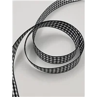Ribbon Gingham Black White 16mm