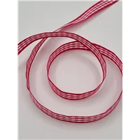Ribbon Gingham 10mm Cerise White