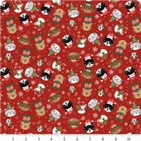 Christmas Miniatures Cat Heads Red