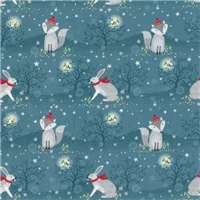 Christmas Winter Moonlight Hare and Fox