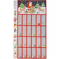 Patchwork Panel Advent Grey Santa Reindeer