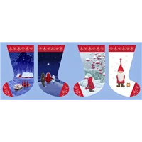 Patchwork Panel Stocking Gnome Red Blue