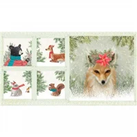 Patchwork Panel Christmas Fox and Animals